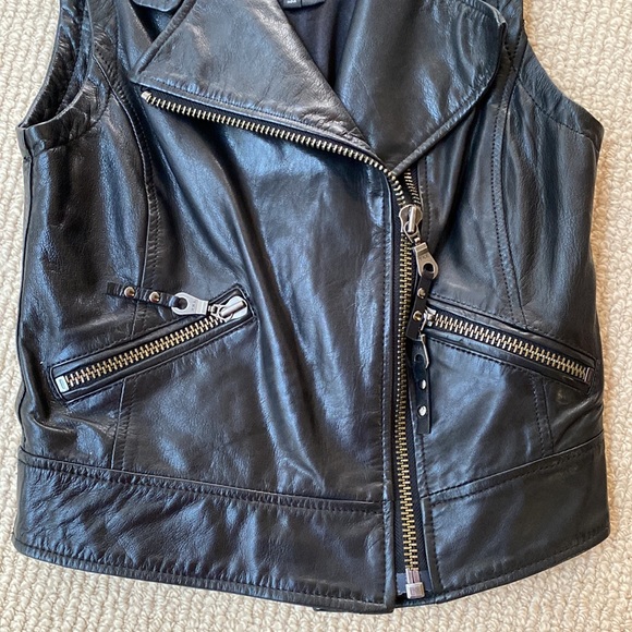 For Joseph Asymmetrical Black Leather Moto Biker Vest - Picture 2 of 16